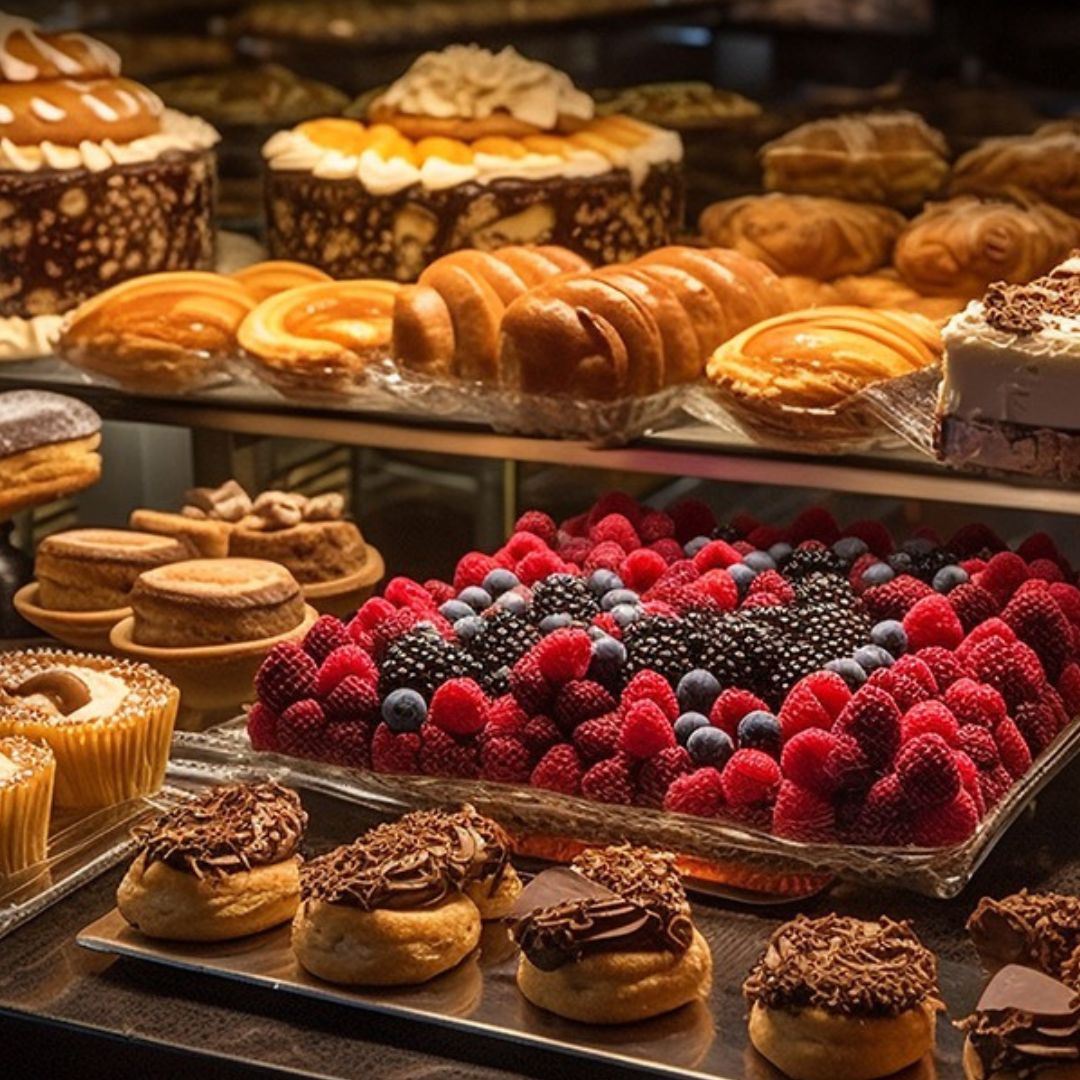 An assortment of delicious pastries and cakes from the best bakeries in Katy, TX, highlighting local favorites.