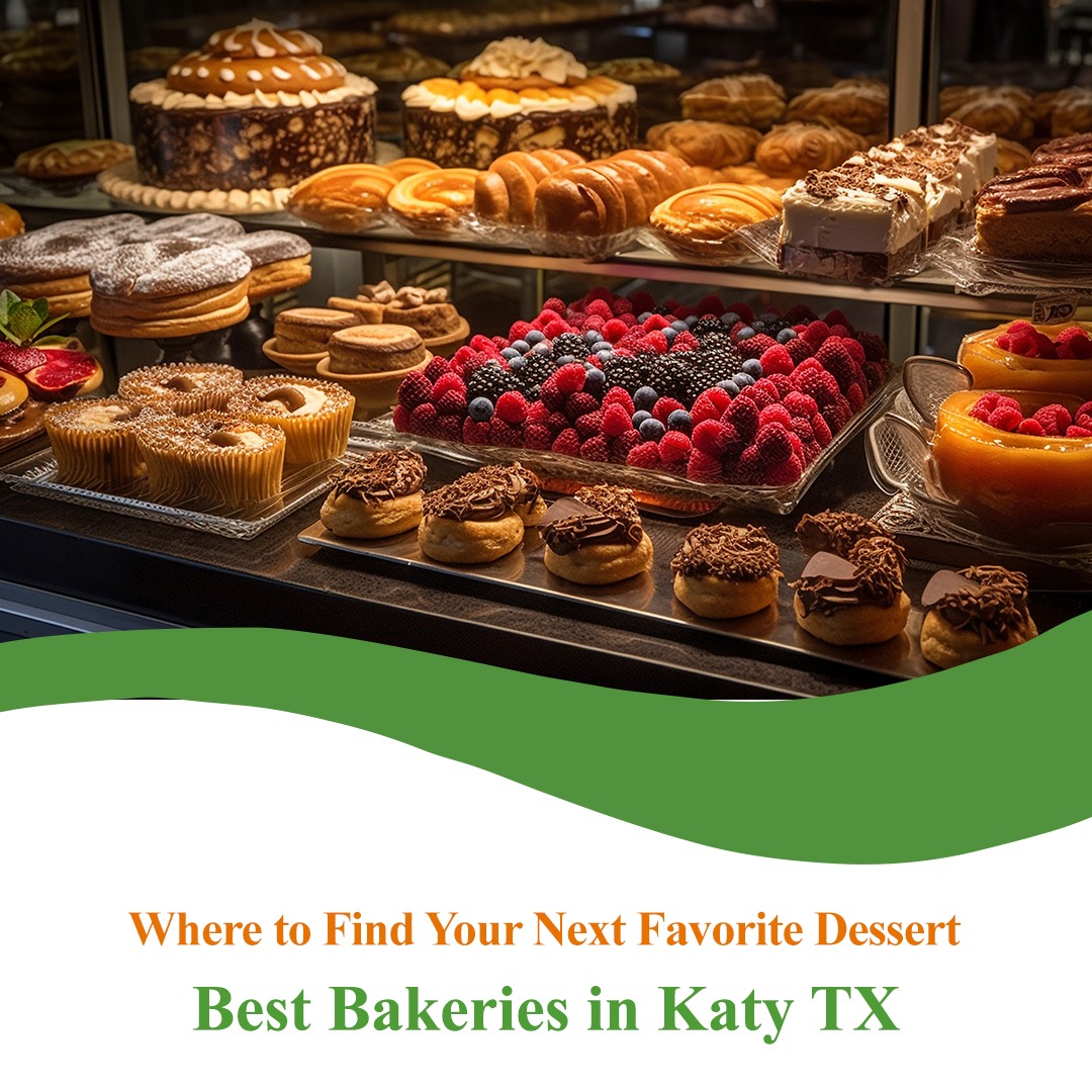 An assortment of delicious pastries and cakes from the best bakeries in Katy, TX, highlighting local favorites.